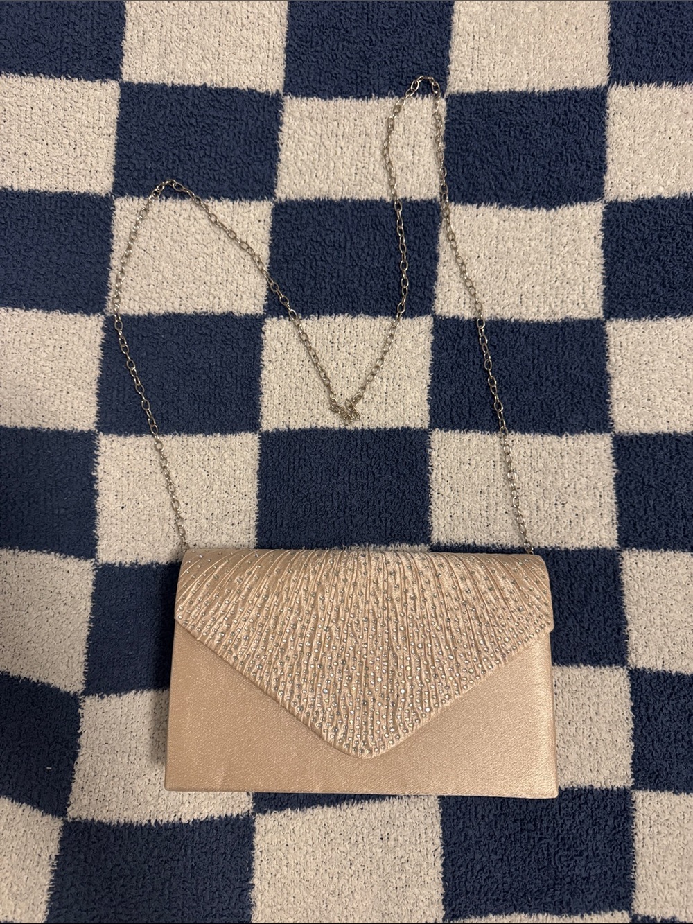 Azazie Elegant Light Gold Envelope Clutch with Chain Strap